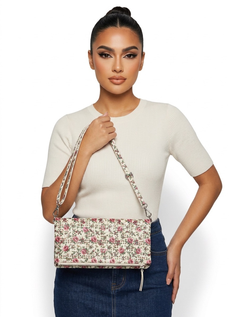 Max Studio Small Shoulder Bag Handbag with removable strap colorful floral print